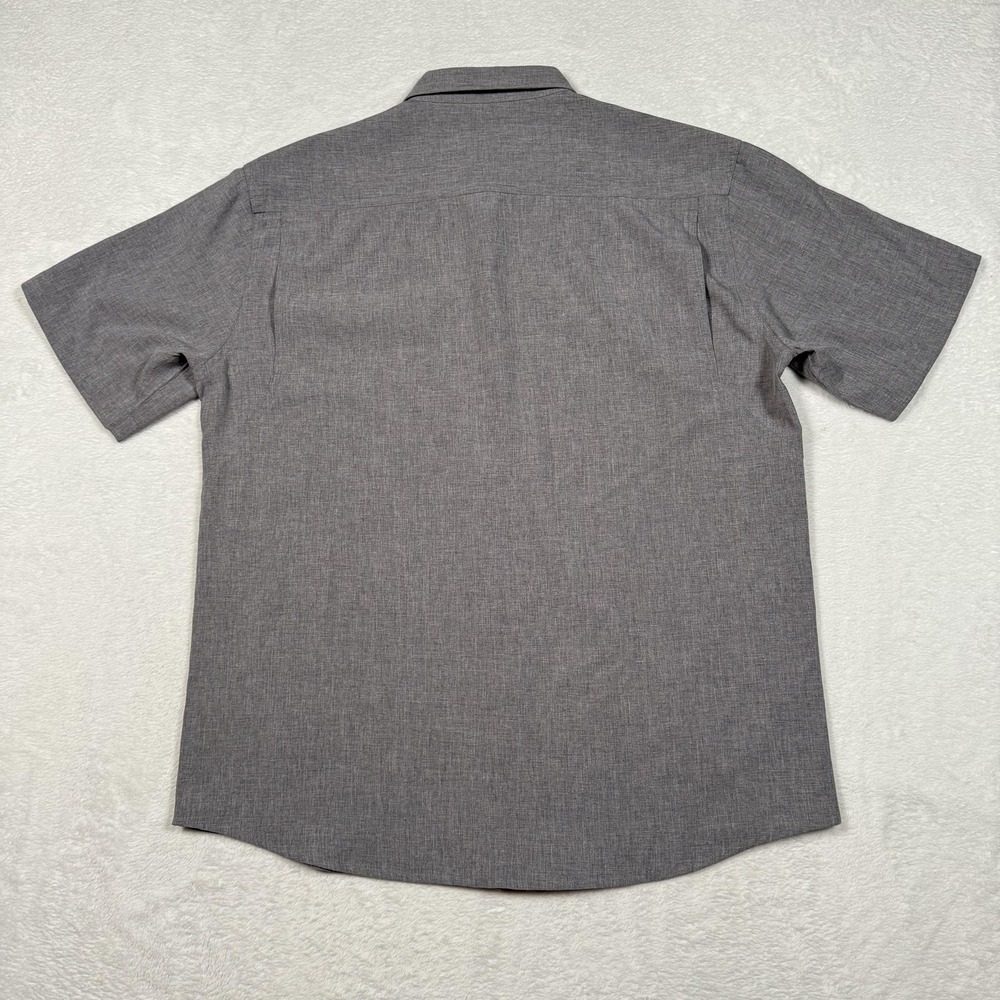 Weekender Shirt Mens Large Gray Short‎ Sleeve Button Up Outdoor Travel Pockets - Picture 5 of 9